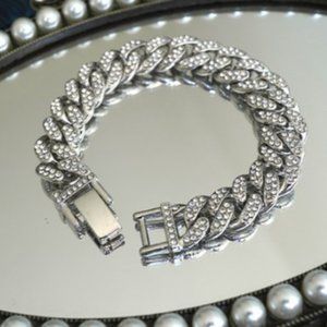 Sparkling wide chain, thick, light luxury, niche cool fashion accessories, doubl